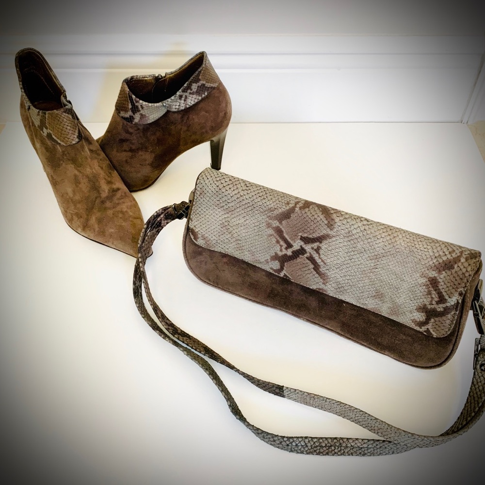 Suede with snake effect Bag and Boots